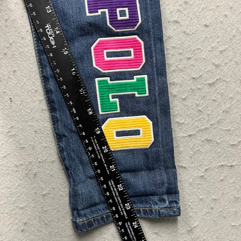 Polo Ralph Lauren Girls Astor Slim Boyfriend Jean Blue Corduroy Logo Size 10 NWT